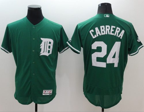 Tigers #24 Miguel Cabrera Green Celtic Flexbase Authentic Collection Stitched MLB Jersey - Click Image to Close